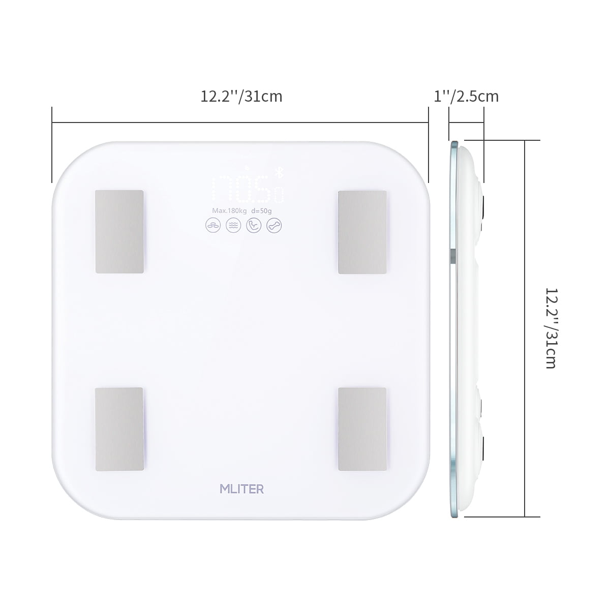 Body Fat Scale Easy Operation Measure 11 Body Composition Data High Precision Statistics By Date/Week/Month 16 Users Information Storage Super White Tempered Glass Platform