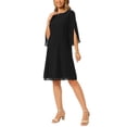 thumbnail image 2 of INSPIRE CHIC Women's Chiffon Dresses Flutter 3/4 Sleeve Crewneck Flowy Knee Length Dress Cocktail Party Wedding Outfits S Black, 2 of 6