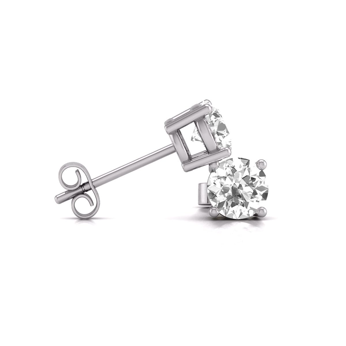 TimeLe$$ Classics 0.25 Carat TW Lab Grown Round Cut Solitaire Diamond Stud Earrings For Women in 14K White Gold