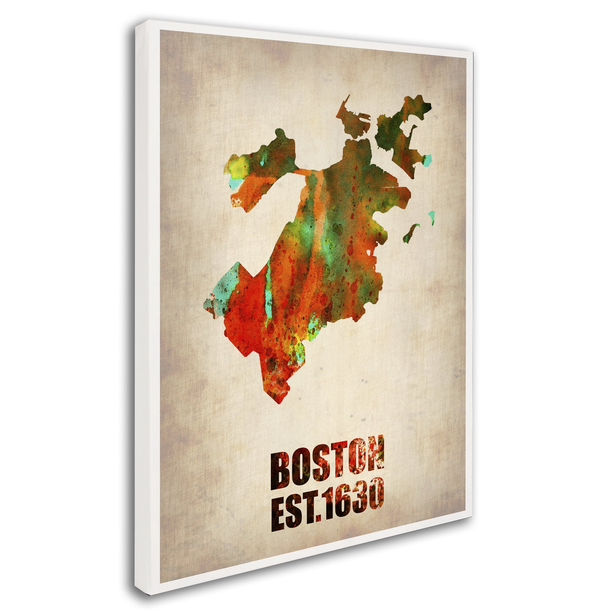 Trademark Fine Art "Boston Watercolor Map" Canvas Art by Naxart