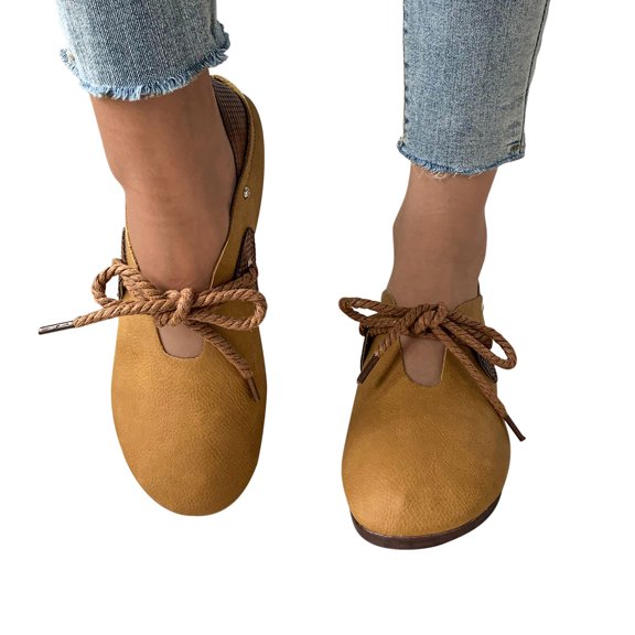 Xysaqa Go Walk Shoes for Women, Womens Walking Shoes Lace Up Flat Bottomed Color Matching Single Two Pairs Lazy Half Support Work Shoes White Shoes for Women on Clearance