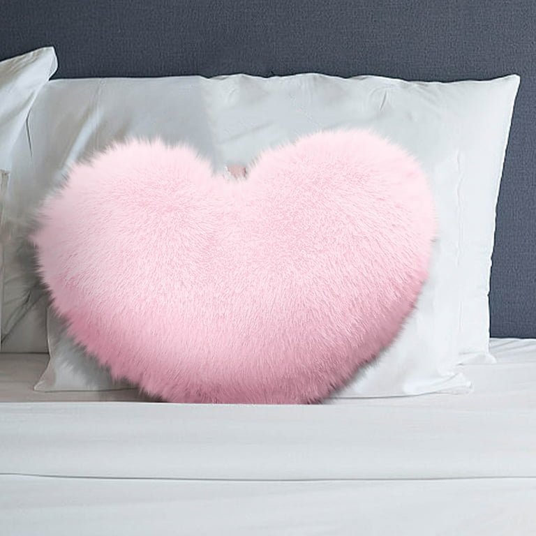 Qocolhg Pink Heart Pillow, Soft Heart Throw Pillow Plush Heart