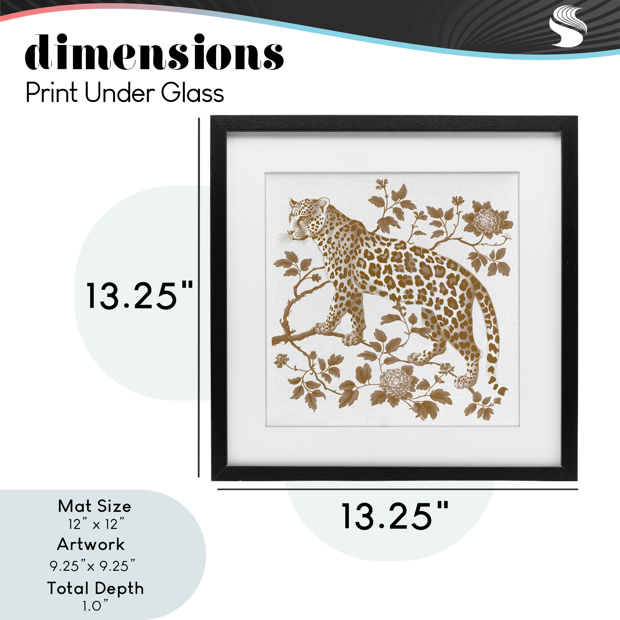 Earthy Details Vintage Leopard Black Framed Print Under Glass, design by Lettered and Lined