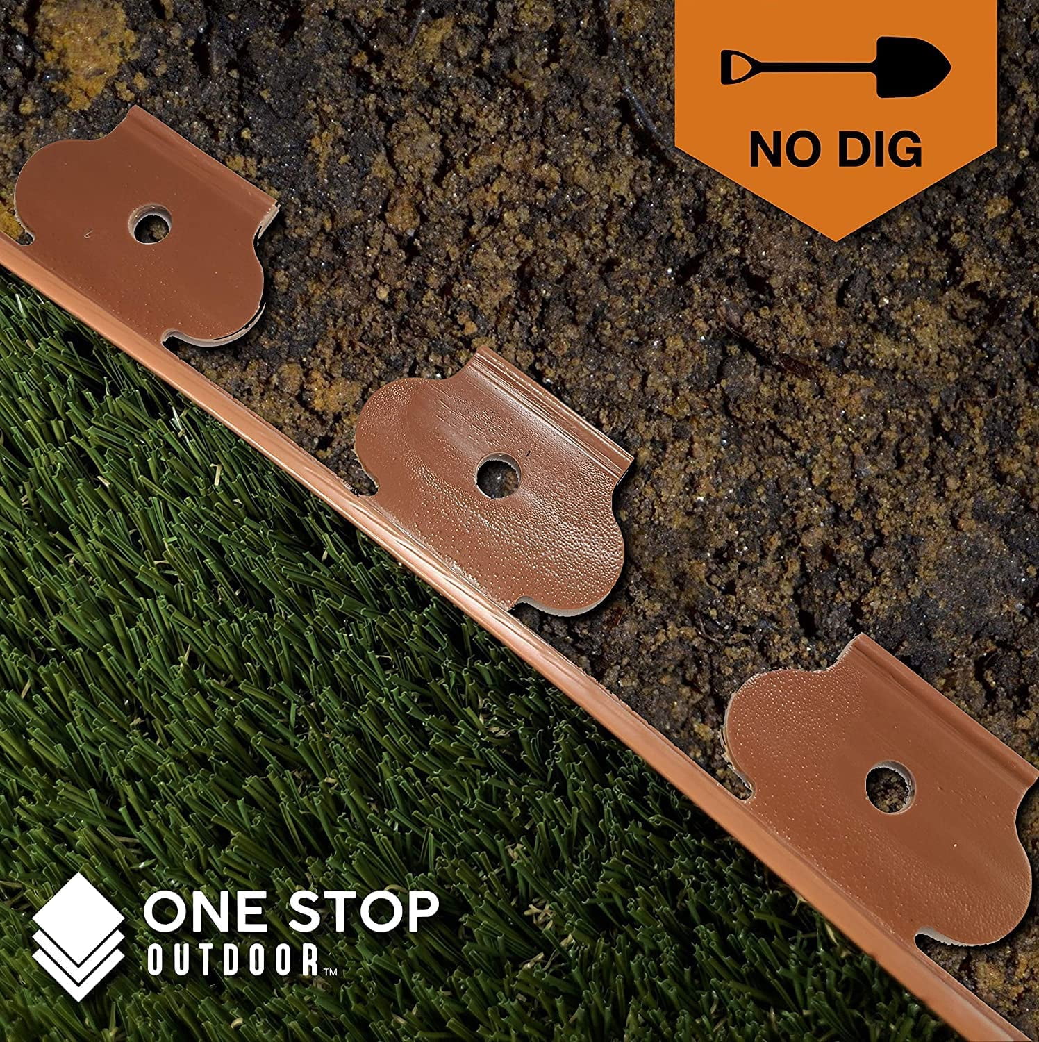 Instant Edging - (Extra Tall 4.75" High) - Brown 20ft Premium No Dig Yard Edging Kit, for Landscaping, and Flower Gardens - Includes 18 Edging Stakes (Brown)