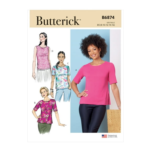 Butterick Sewing Pattern B6874 - Misses' Knit Tops, Size: B5 (8-10-12-14-16)