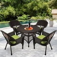 thumbnail image 3 of Jeco 5 Piece Resin Wicker Outdoor Patio Dining Set in Espresso w/Green Cushion, 3 of 10