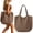 Brown, variant on Zoxiy Summer Crochet Bag For Women,Beach Handmade Tote Bag,Large Capacity Mesh Handbag,Soft Foldable Shoulder Bag For Traveling,Vacationing,Shopping And Outdoor Use,Black