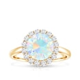 thumbnail image 4 of Real Ethiopian Opal Engagement Ring with Diamond Halo - Classic Round Opal Ring - 8 mm - AAA Quality, 14K Yellow Gold, US 11.00, 4 of 9