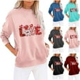 thumbnail image 4 of Valentine's Day Sweatshirt for Women Long Sleeve Crew Neck Casual Pullover Tops with Pockets Graphic Printed Cute Shirt(Wine,XL), 4 of 4