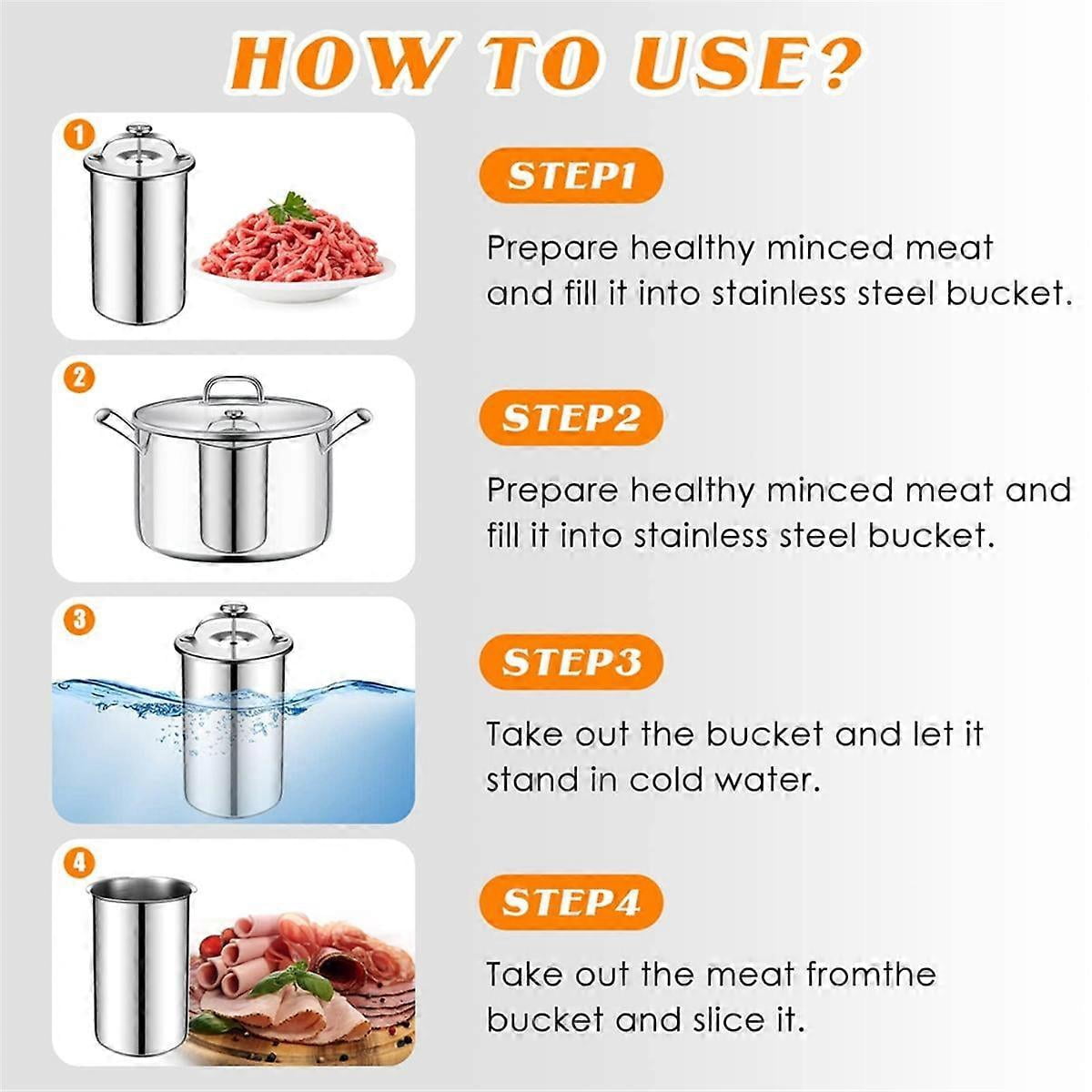 Meat Press Maker Stainless Steel Ham Press Maker with Thermometer Sandwich DeliMeat Press Bacon Ham Maker for MakingSilver
