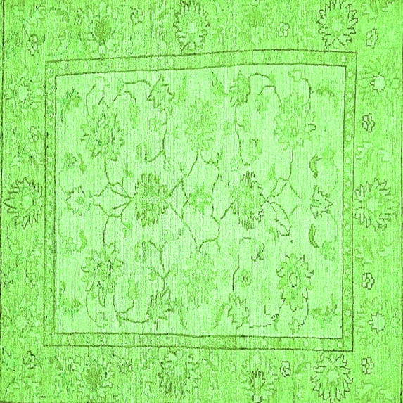Ahgly Company Indoor Square Oriental Green Traditional Area Rugs, 7' Square