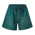 thumbnail image 4 of XIMIN Ladies Mid Waist&nbsp;Shorts Womens Shorts Cotton High Elastic Waisted Pleated Ruffle Cute Shorts Beach Flowy Casual Shorts, 4 of 4