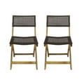 thumbnail image 2 of Yesurprise 2Pcs Outdoor Foldable Dining Chairs, Portable Modern Wicker Seats with Wood Frame, Patio Armless Bistro Chair, Outdoor Furniture for Yard Porch, 2 of 8