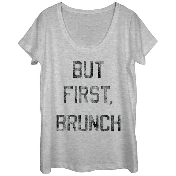 Women's CHIN UP But First Brunch  Scoop Neck Athletic Heather Medium