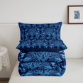 thumbnail image 5 of Homewish Retro Aztec Nature Tree Twin Comforter Sets,Vintage Botanical Bedding Set,Navy,Navy Blue Reversible,2 Pieces,1 Comforter and 1 Pillowcase, 5 of 7