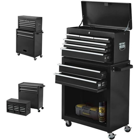 

Odaof 8-Drawer Rolling Tool Chest Toolbox with 4 Wheels High Capacity Tool Storage Cabinet with Locks for Workshop Garage warehouse (Black)