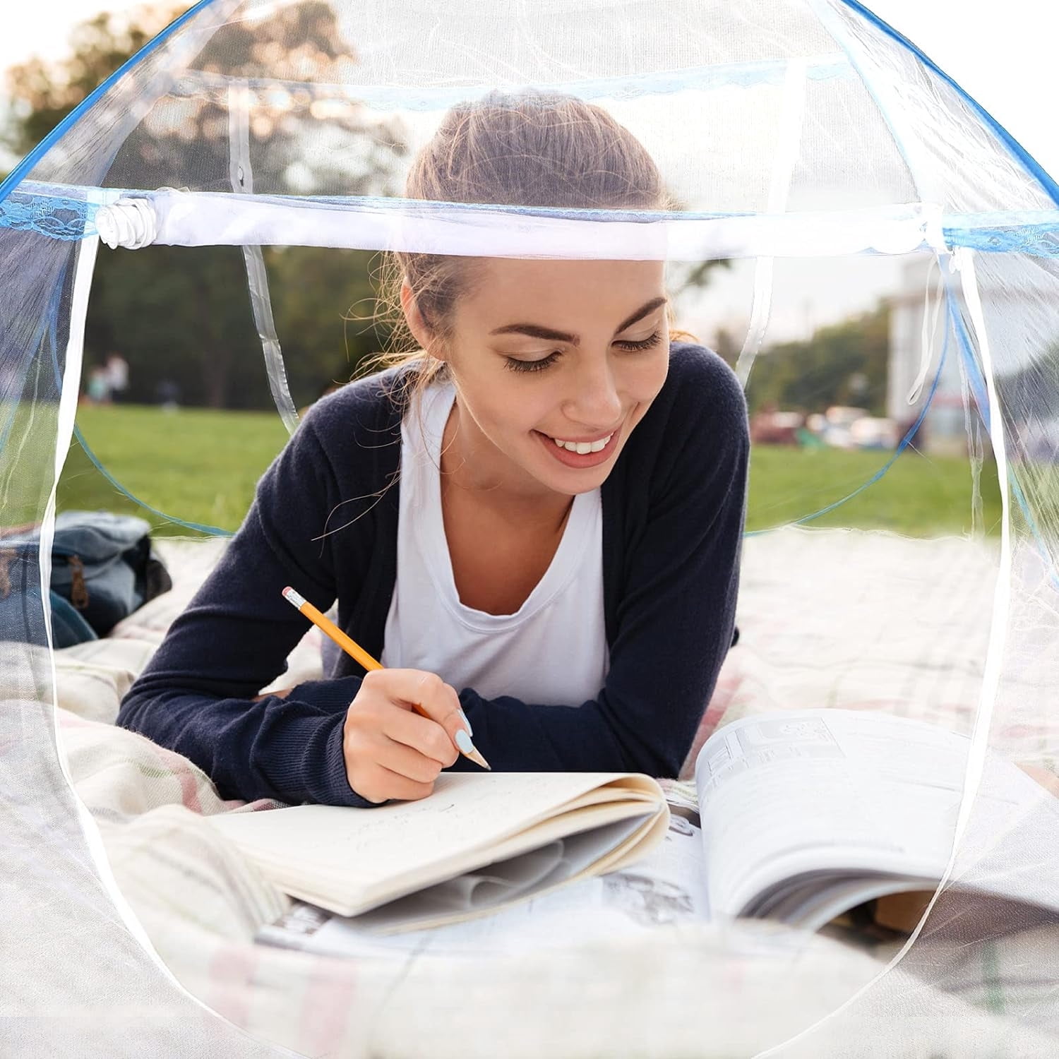 Leyeet Mosquito Net for Bed, Foldable Net Bed with Zipper Closure Design, Automatic Pop Up Mosquito Net, Portable Insect-Proof Mosquito Net Tent for Indoor, Outdoor Camping, Travel, Easy Installation