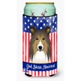 thumbnail image 1 of ""Caroline'S Treasures Bb2172Tbc """"Dios bendiga la bandera estadounidense con Sheltie"""" Tall Boy Hugger Koozie Multicolor"", 1 of 1