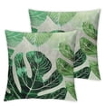 thumbnail image 2 of Awypu Summer Green Leaf Pillow Covers Set of 2, Monstera Tropical Leaves Pillow Covers for Home, Sofa, Western Couch, Living Room, Decorative Modern Outdoor Pillow Covers White, 2 of 6