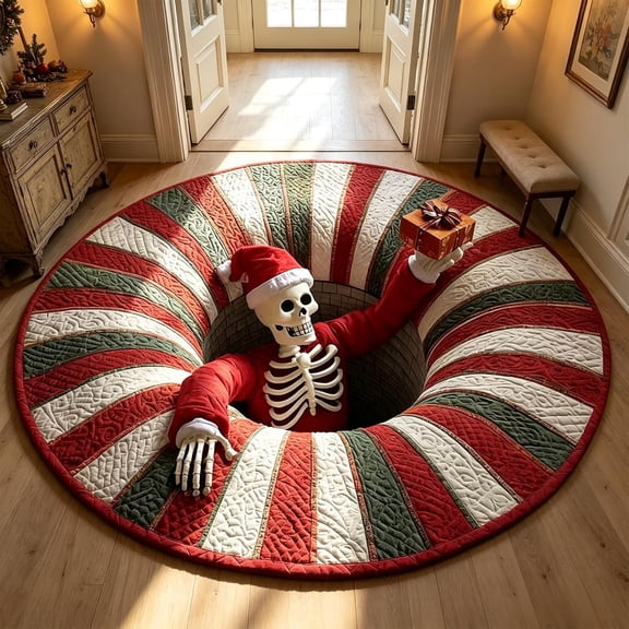 3d Halloween Rugs, 2027 New 3d Rugs Optical Illusion,B:Diameters 19" | Halloween Rug with Spooky Depth Design Crystal Velvet Soft & Durable Fabric Non-slip