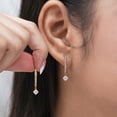 thumbnail image 3 of JeenMata Aros con Diamantes de Talla Brillante Redondo de 1 Quilate y Moissanita: Aros con Engaste Pavé de 4 Puntas: Baño de Oro Rosa de 18 K sobre Plata, 3 of 6