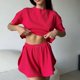 thumbnail image 1 of Conjunto de pijama de dos piezas para mujer, ropa de casa, informal, cómodo y sexy, de color sólido, de verano, con pantalones cortos y manga corta, 1 of 3