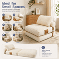 thumbnail image 4 of Miniyam Folding Floor Chair Bed, 3-in-1 Convertible Floor Sofa Bed with Flannelette Upholstery and Side Pockets, White, 4 of 8