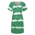 thumbnail image 2 of Gomelly Ladies Sundress Tie Dye Midi Dress Loose Tunic Dresses Women Hawaiian Beach Short Sleeve Green 2XL, 2 of 7