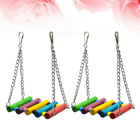 LEORX Bird Parrot Swing Assorted Color Wood 2 Pcs