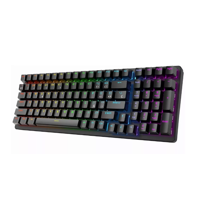 Teclado Gamer Mecánico Teclado Con Cable QWERTY Eje Verde Español Color Negro Con Luz RGB