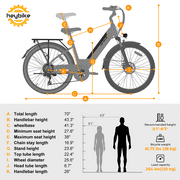 Heybike Cityscape 2.0 Electric Bike for Adults with 1000W Peak Motor, 36V 13AH Removable Battery Ebike, 26 Electric City Commuter Bike for Woman, 7-Speed Bicycles UL2849