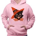 thumbnail image 2 of Vintage Witch Cat Hoodie Sweatshirt Unisex 4X-Large Pink, 2 of 5