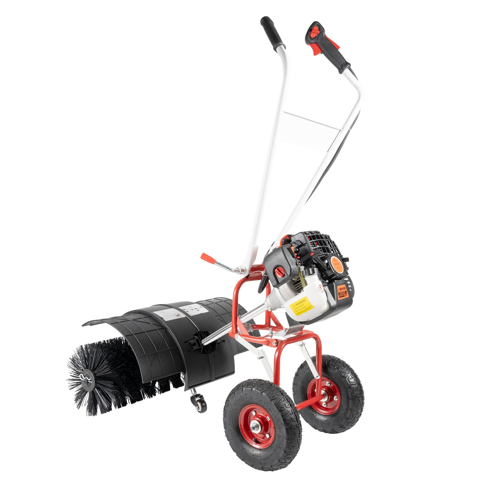 52CC 2-Stroke 2.5HP Walk Behind Gas Powered Sweeper Broom, Driveway and Lawn Snow Removal Sweeper, Artificial Turf Snow Sweeper, for Lawns, Fallen Leaves, Artificial Turf, and Gravel