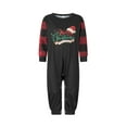 thumbnail image 2 of Elippeo Christmas Family Pajamas Matching Set Letter Santa Hat Print Long Sleeve Tops and Plaid Pants Sleepwear, 2 of 10