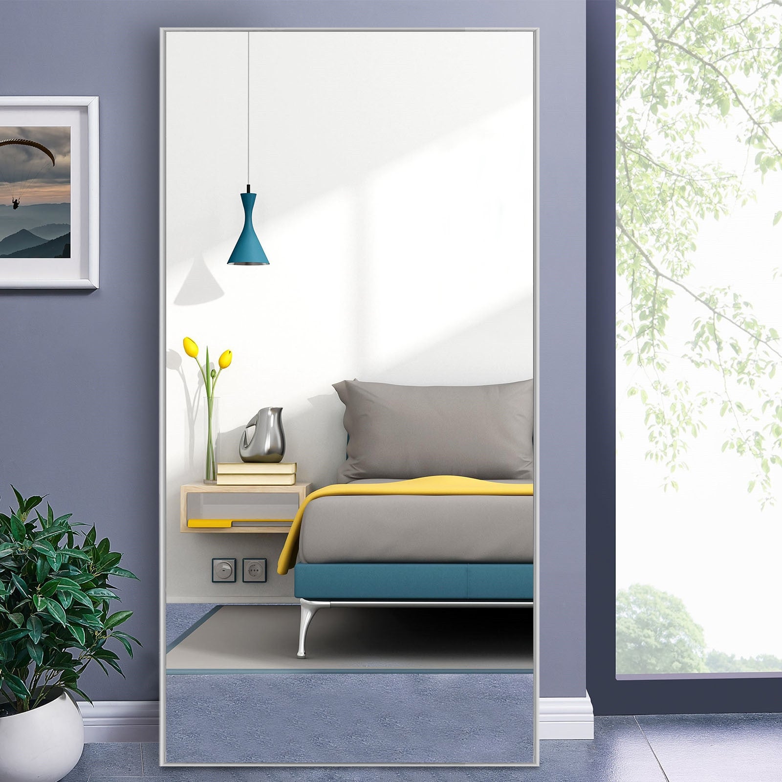 Modern Glam Large Fulllength Floor Wall Mirror sand grey 70x30 Silver