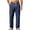 Navy, variant on Jerdar Men's Linen Pants Elastic Waist Drawstring Multi Pockets Straight Leg Solid Color Lightweight Breathable Casual Summer Beach Vacation Trousers