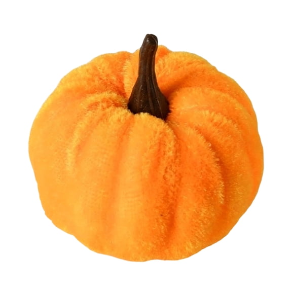 Mini Velvet Pumpkin Fall Decoration, Autumn Harvest Small Artificial Pumpkin Decor, Fall Thanksgiving Plush Pumpkins Ornament for Farmhouse Party Mantel Halloween