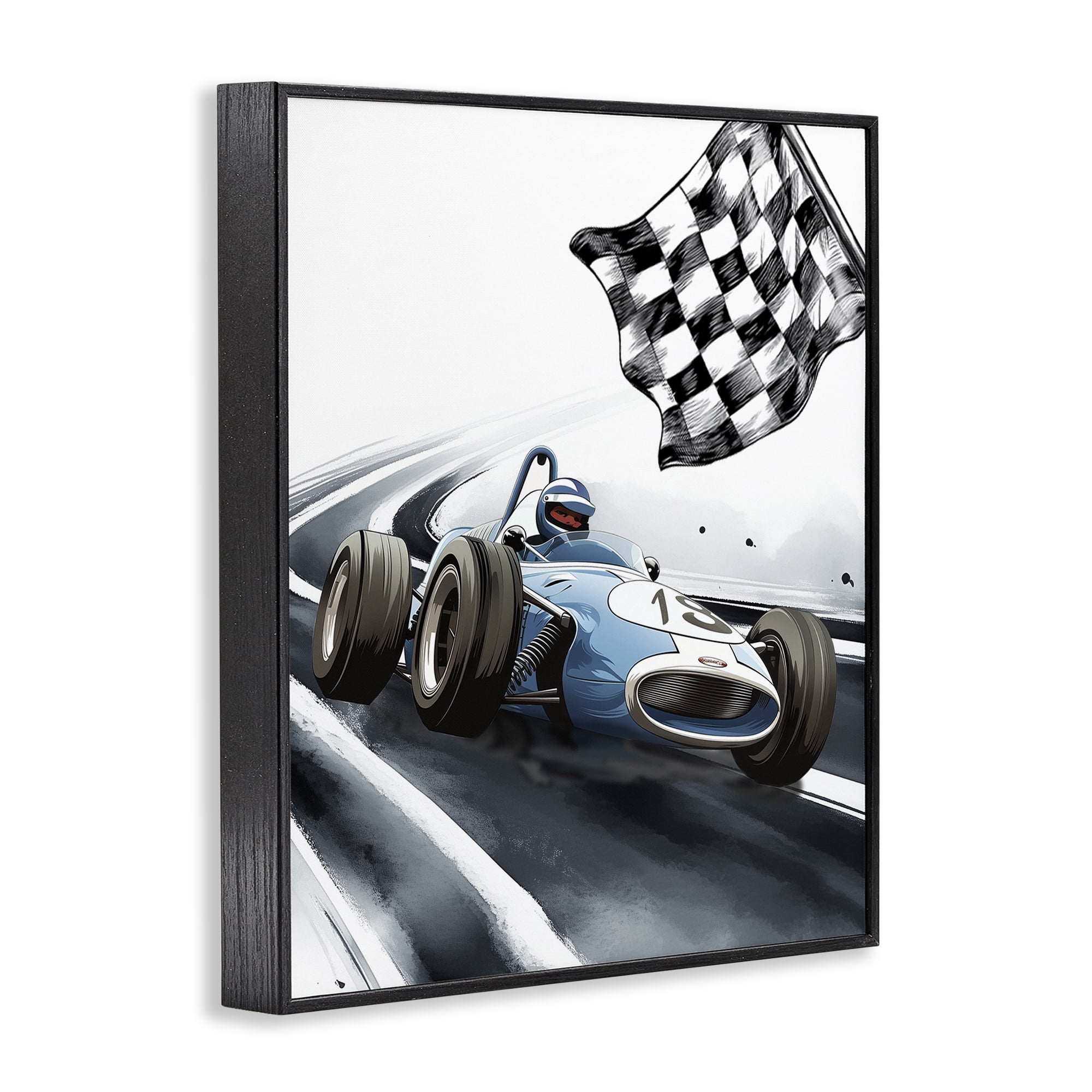 Stupell Industries Dynamic Racecar Driving Black Framed Giclee Art, design by Christine Simpson Art
