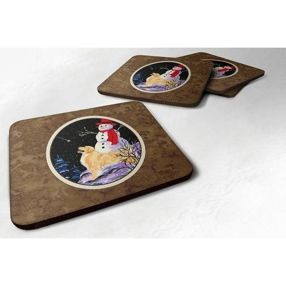 Carolines Treasures SS8579FC Golden Retriever Foam Coaster Set of 4 3 1/2 x 3 1/2 multicolor