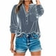 thumbnail image 3 of Blusas para mujer,Blusa tipo túnica de terciopelo con cuello en V para mujer, manga larga, corte holgado, abertura frontal con hebilla y bolsillo, tela de poliéster, sopatenor, 3 of 9