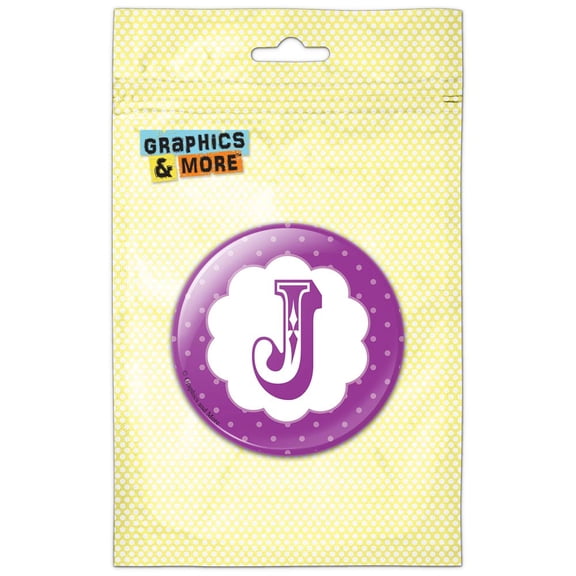 Letter J Initial Flower Purple Pinback Button Pin Badge