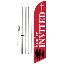 You're Invited Church Feather Banner Swooper Flag Kit w/Spike