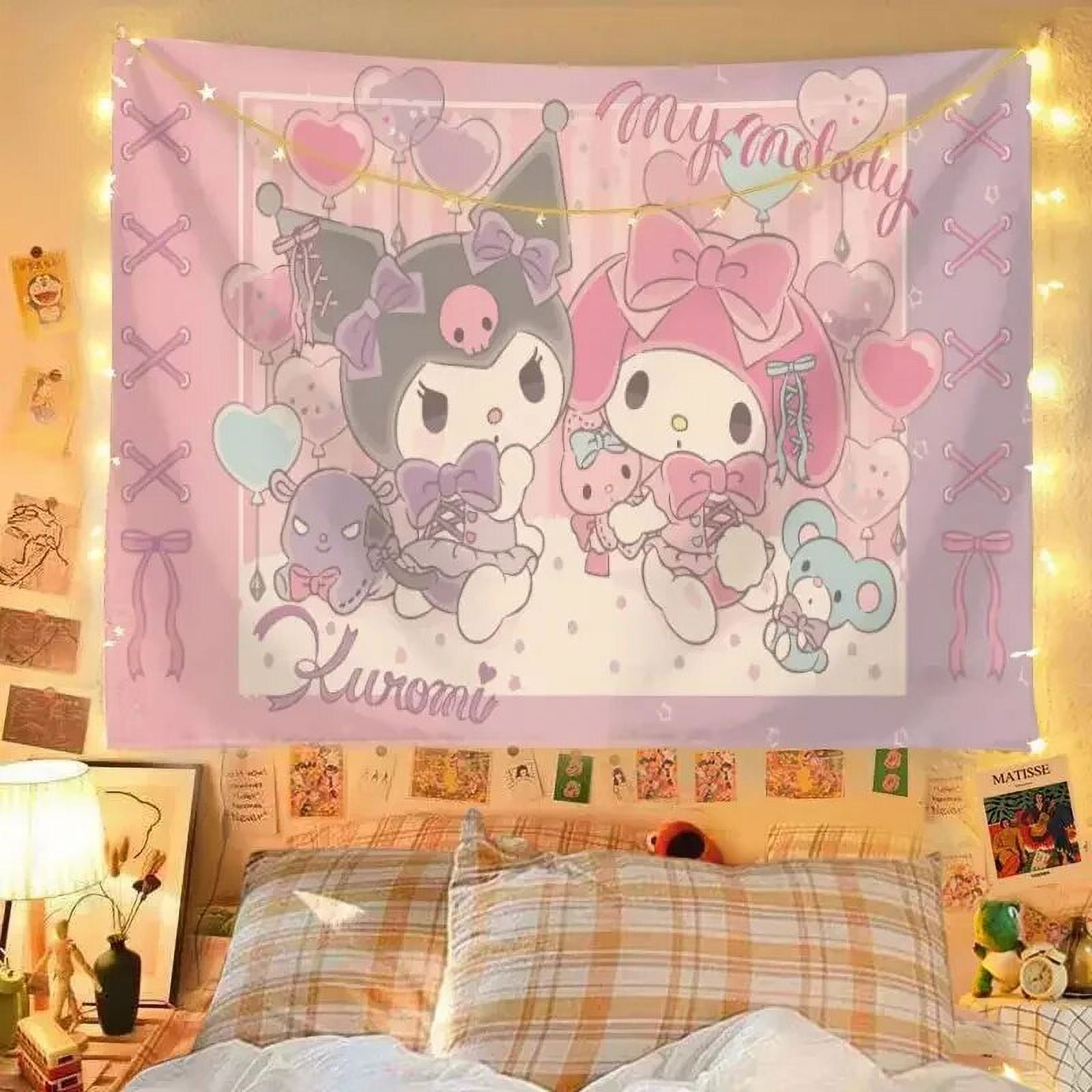 2X1.5M Sanrio Hello Kitty furniture Background Fabric Melody Hanging Cloth Kuromi Cinnamoroll Wall Covering Tapestry Room Decor Walmart
