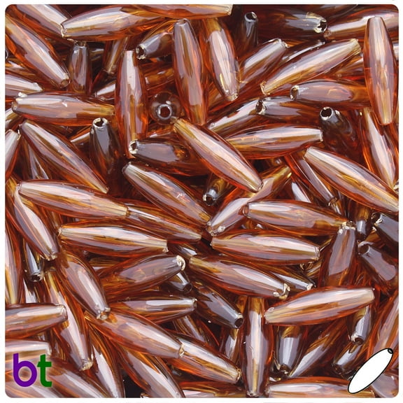 BeadTin Root Beer Transparent 19mm Spaghetti Plastic Beads (150pcs)