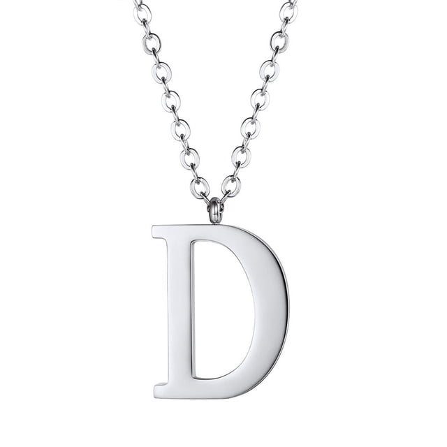 Collar de plata con letra del alfabeto PROSTEEL acero inoxidable