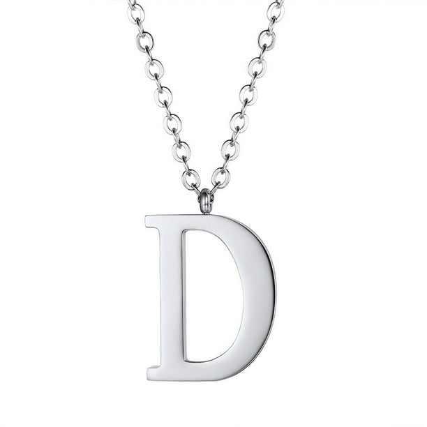 Collar de plata con letra del alfabeto PROSTEEL acero inoxidable