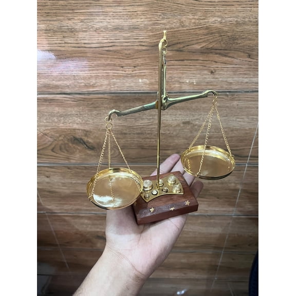 Brass Antique Style Weighing Scales,Gold and Diamond,Brass Weight Balance Scale, Jewellery Balance,Desk Decor,Home Gift