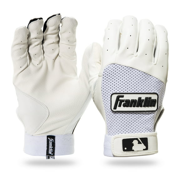 Franklin Sports MLB Batting Gloves - Classic XT Adult Men's Youth Batting Gloves Pair - Baseball Softball Gloves - White - Youth Small