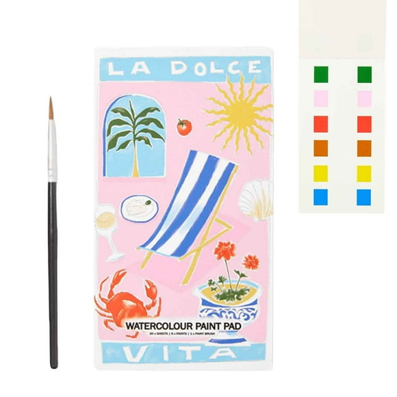 Hbdhejl Mini Watercolour Paint Pad Diy Watercolor Painting Book Includes Paints Mini Paint Brush Cute Cartoon Coloring Book Helps Develop Drawing Skills Parent Child Interaction