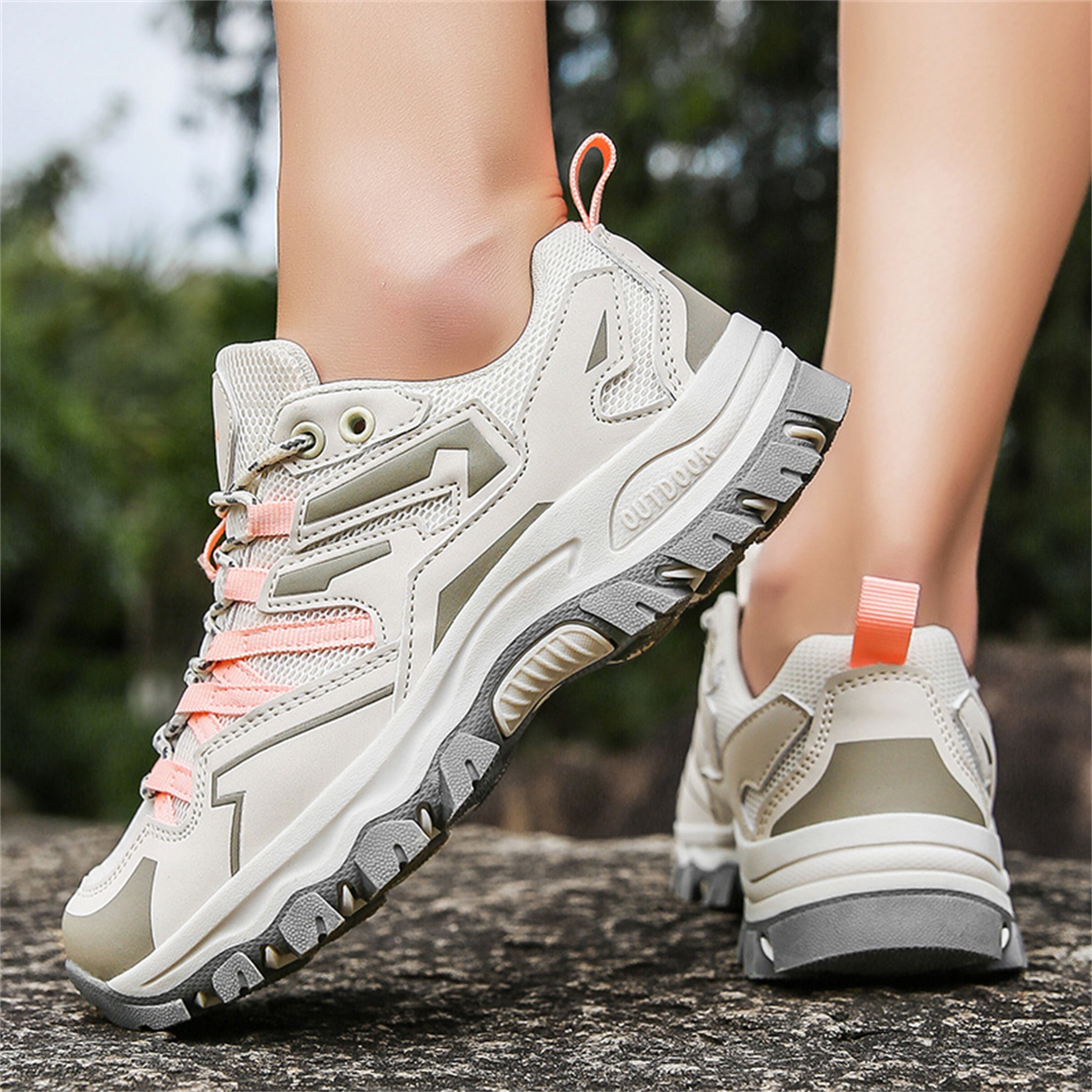 LASUDRAA Hiking Shoes for Women & Men Comfortable Breathable Anti-Slip Athletic Shoes Outdoor Walking Sneakers